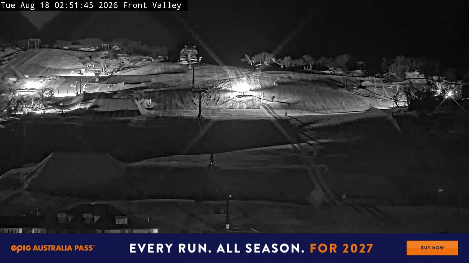 Perisher Front Valley webcam frame captured 18 August 2026 at 2:53 am AEST