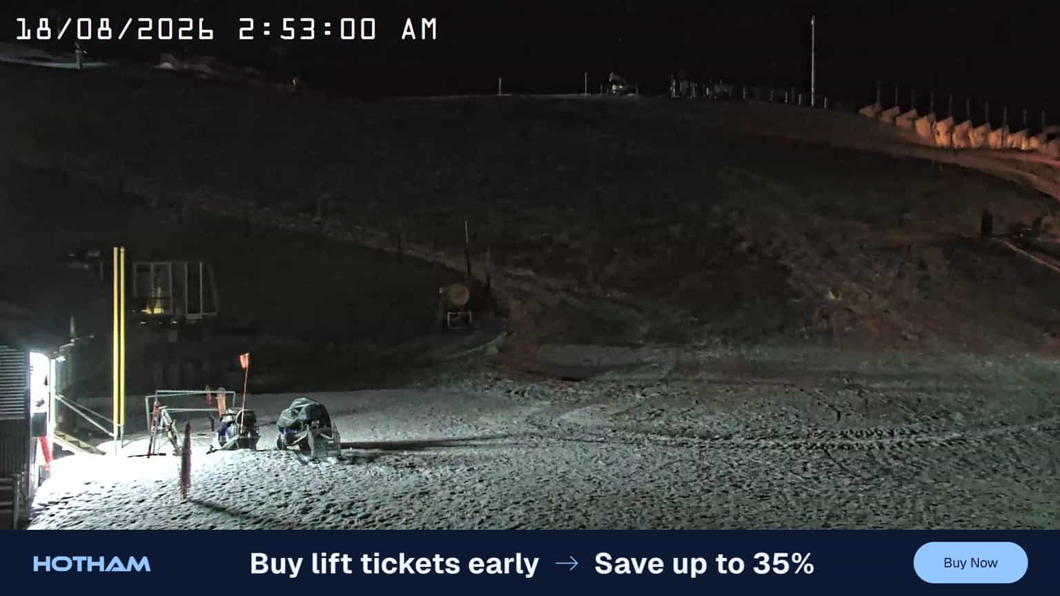 Mt Hotham Summit Trainer webcam frame captured 18 August 2026 at 2:53 am AEST