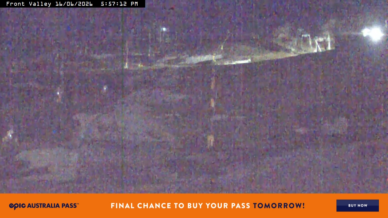 Perisher Front Valley snow cam captured at 16 June 2026, 8:00 am