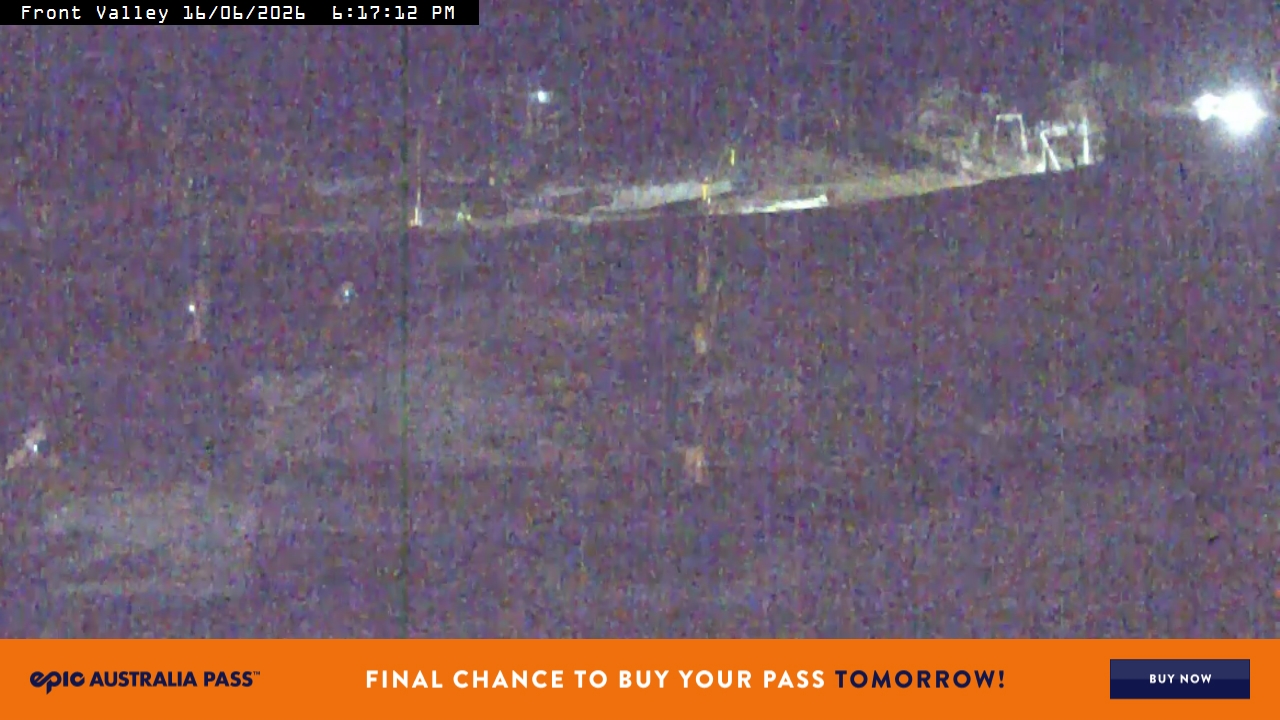 Perisher Front Valley snow cam captured at 16 June 2026, 8:18 am