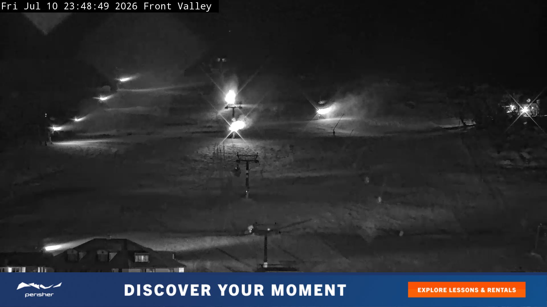 Perisher Front Valley snow cam captured at 10 July 2026 at 11:49 pm AEST