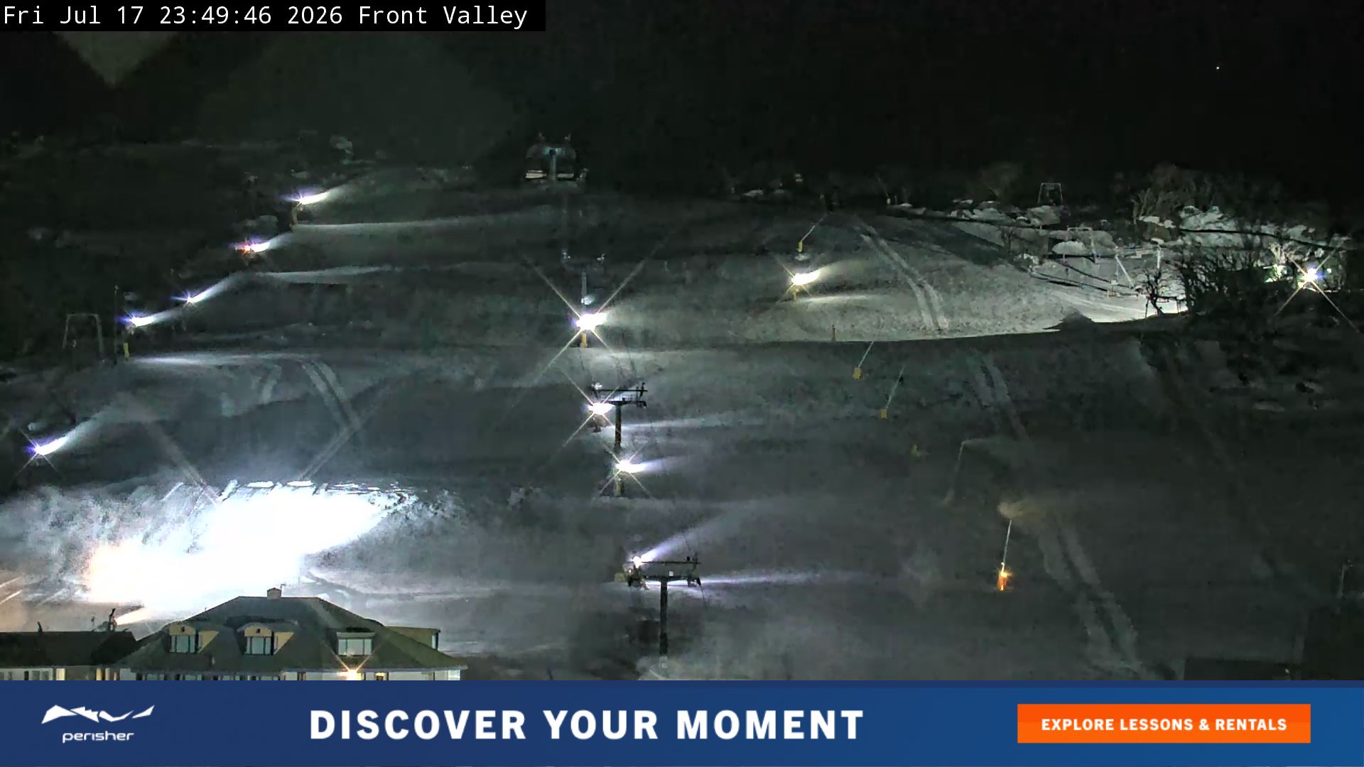 Perisher Front Valley snow cam captured at 17 July 2026 at 11:56 pm AEST