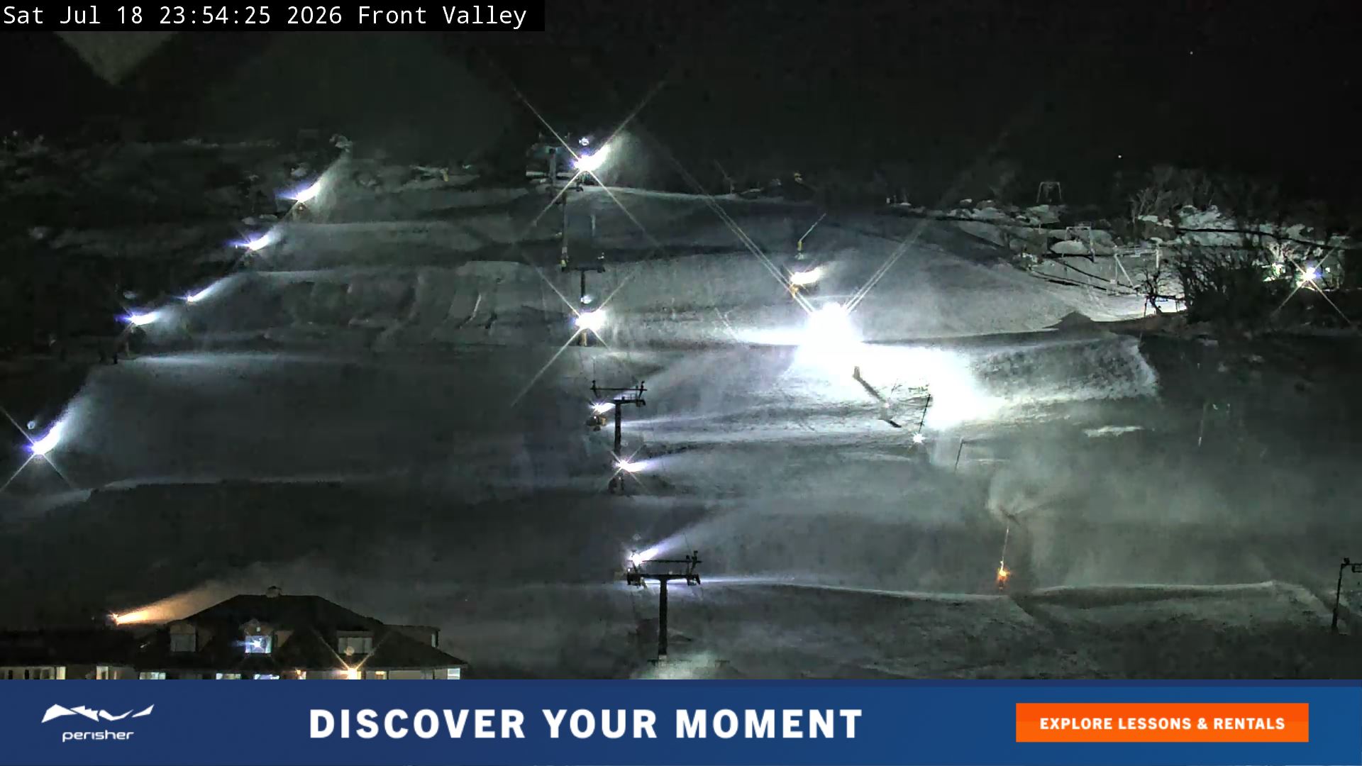 Perisher Front Valley snow cam captured at 18 July 2026 at 11:57 pm AEST