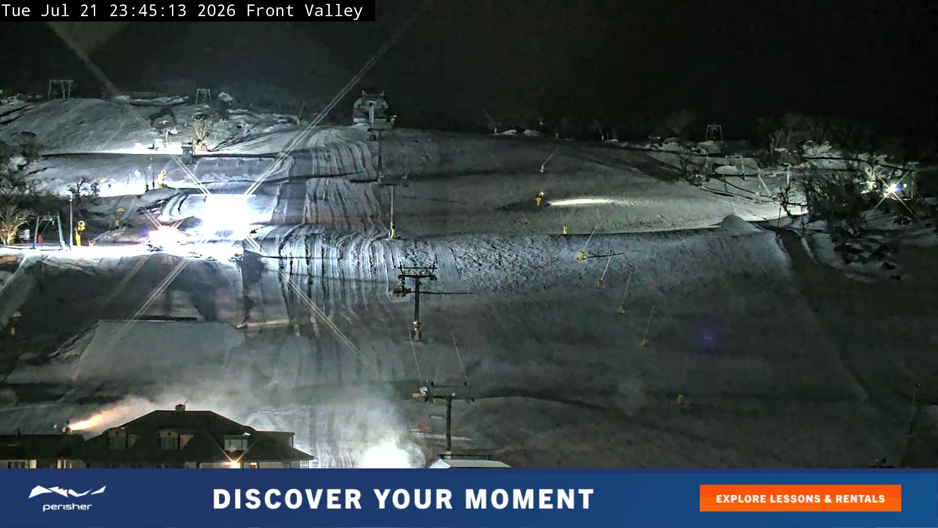 Perisher Front Valley snow cam captured at 21 July 2026 at 11:52 pm AEST