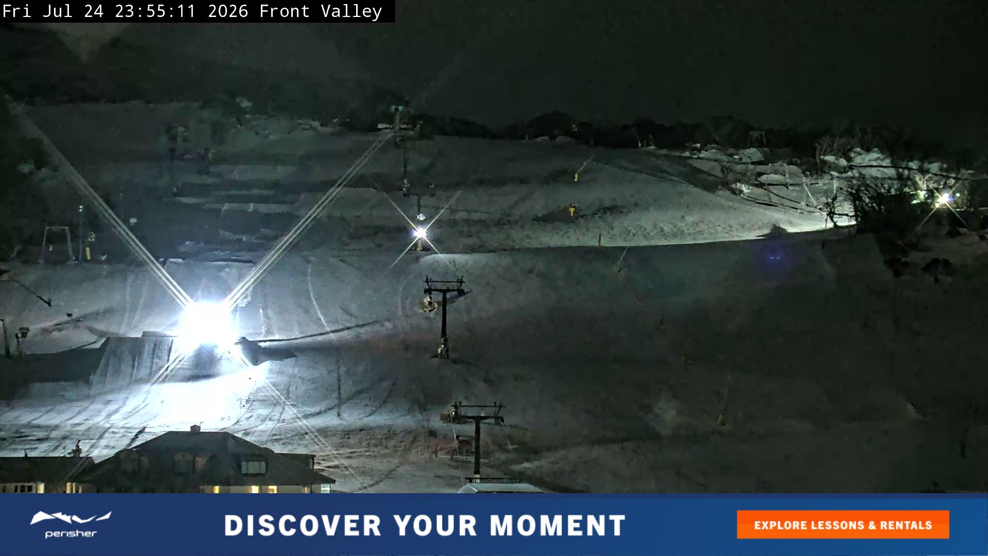 Perisher Front Valley snow cam captured at 24 July 2026 at 11:56 pm AEST