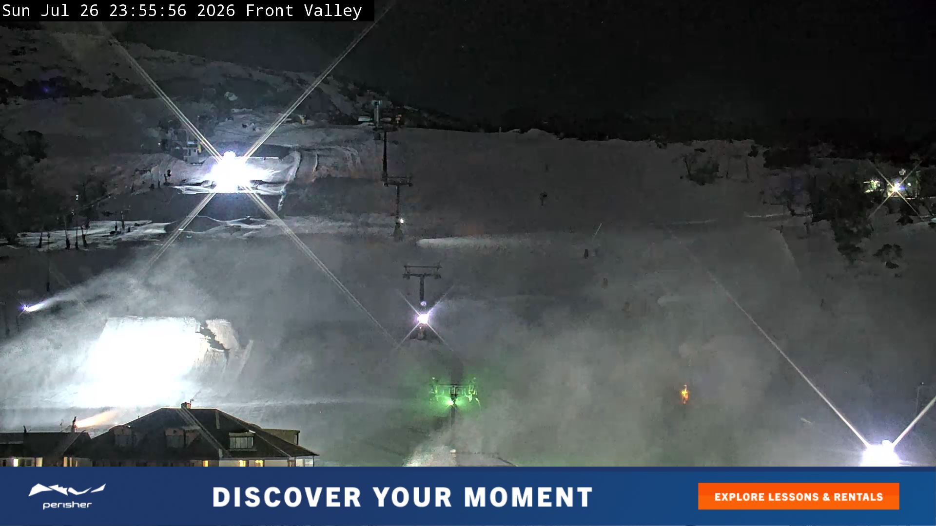Perisher Front Valley snow cam captured at 26 July 2026 at 11:58 pm AEST