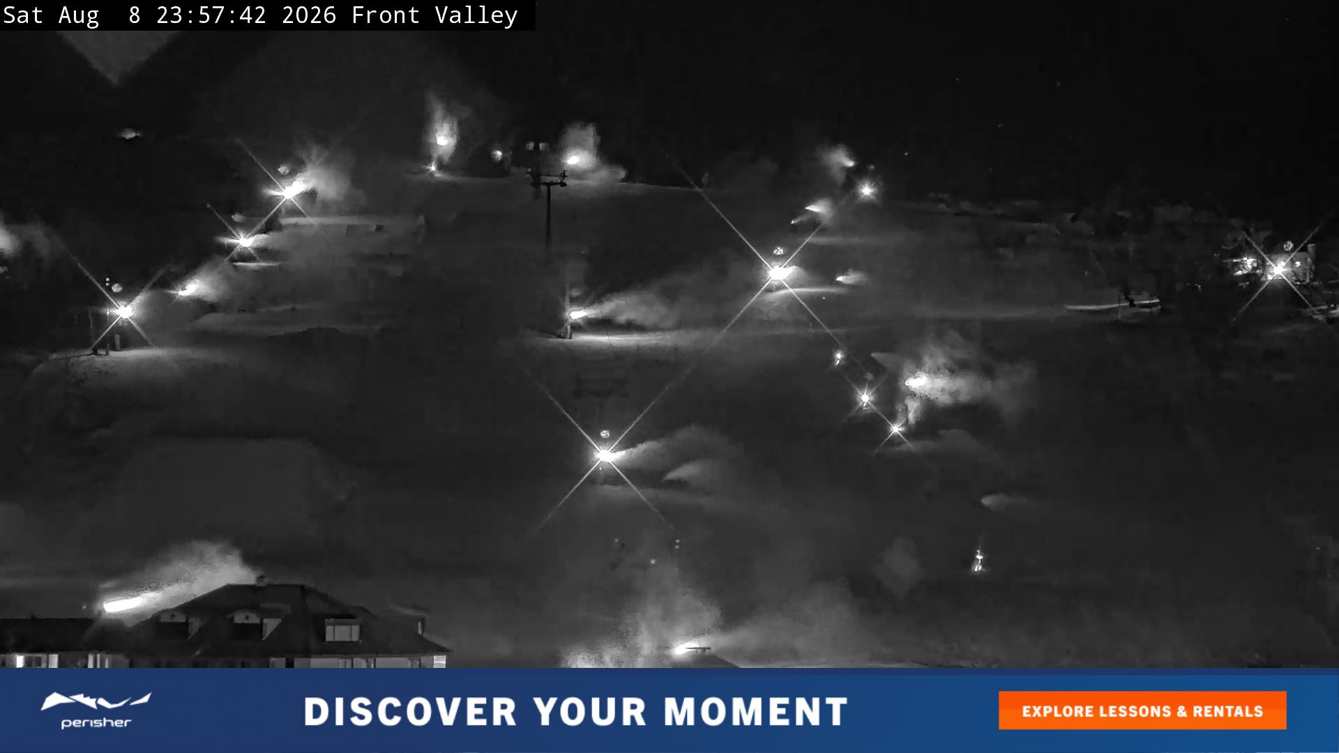 Perisher Front Valley snow cam captured at 8 August 2026 at 11:58 pm AEST