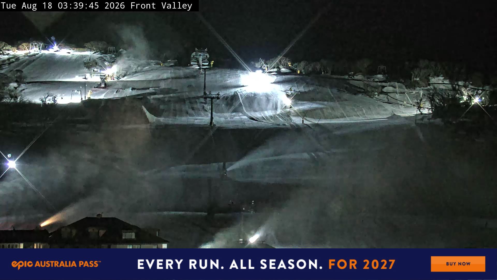 Perisher Front Valley snow cam captured at 18 August 2026 at 3:48 am AEST
