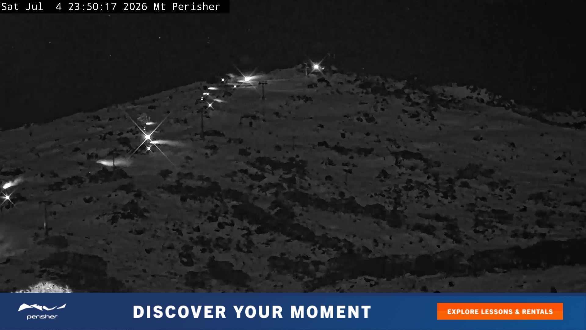 Perisher Mt Perisher snow cam captured at 4 July 2026 at 11:54 pm AEST