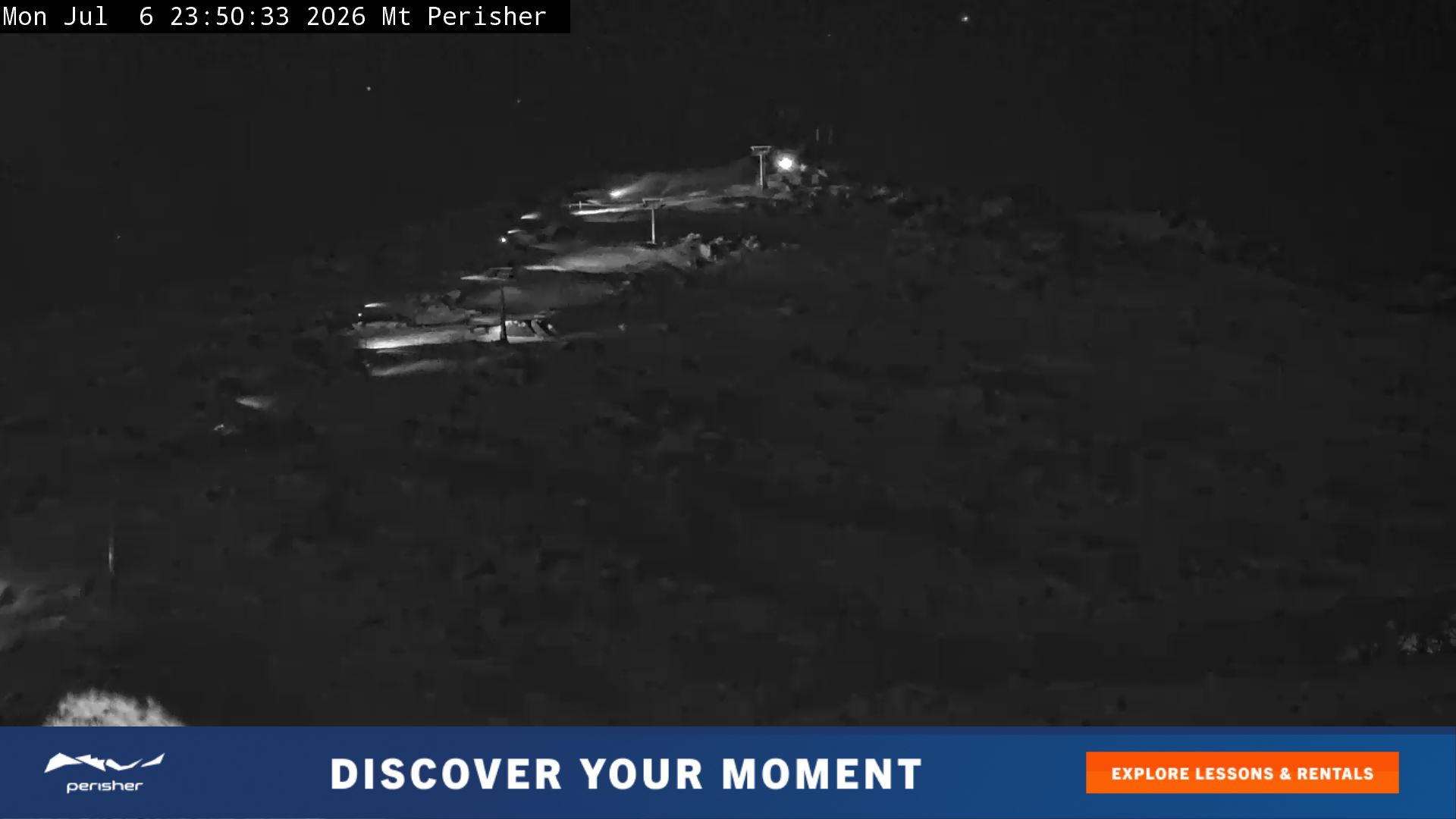 Perisher Mt Perisher snow cam captured at 6 July 2026 at 11:56 pm AEST