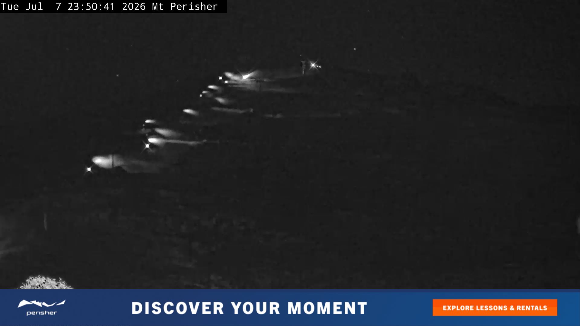 Perisher Mt Perisher snow cam captured at 7 July 2026 at 11:57 pm AEST