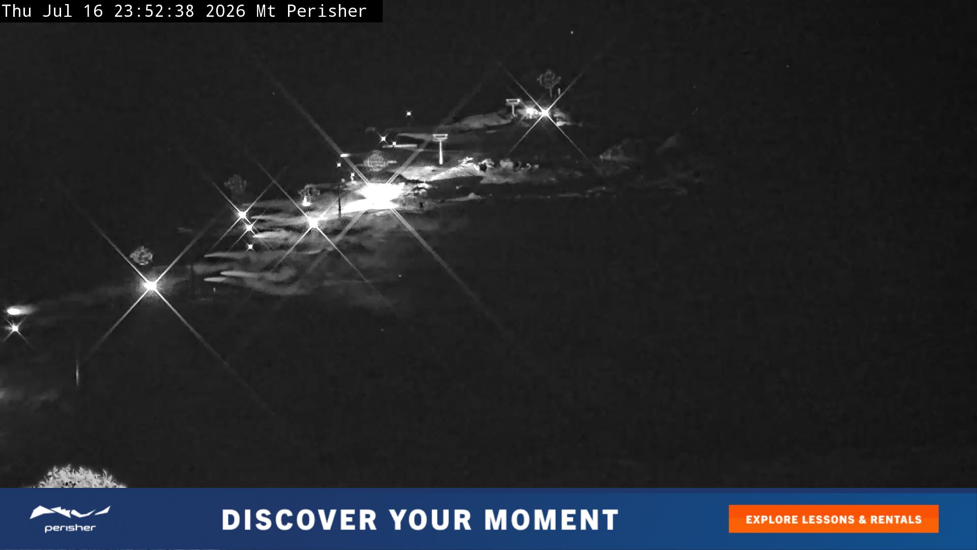 Perisher Mt Perisher snow cam captured at 16 July 2026 at 11:55 pm AEST