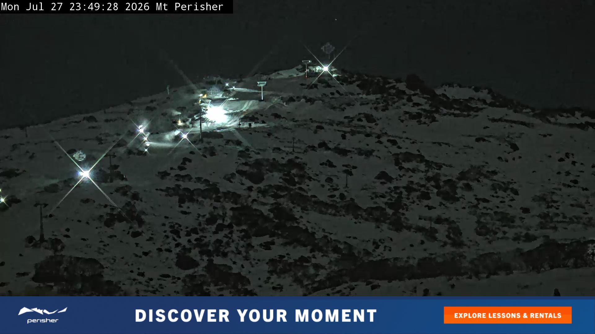 Perisher Mt Perisher snow cam captured at 27 July 2026 at 11:50 pm AEST