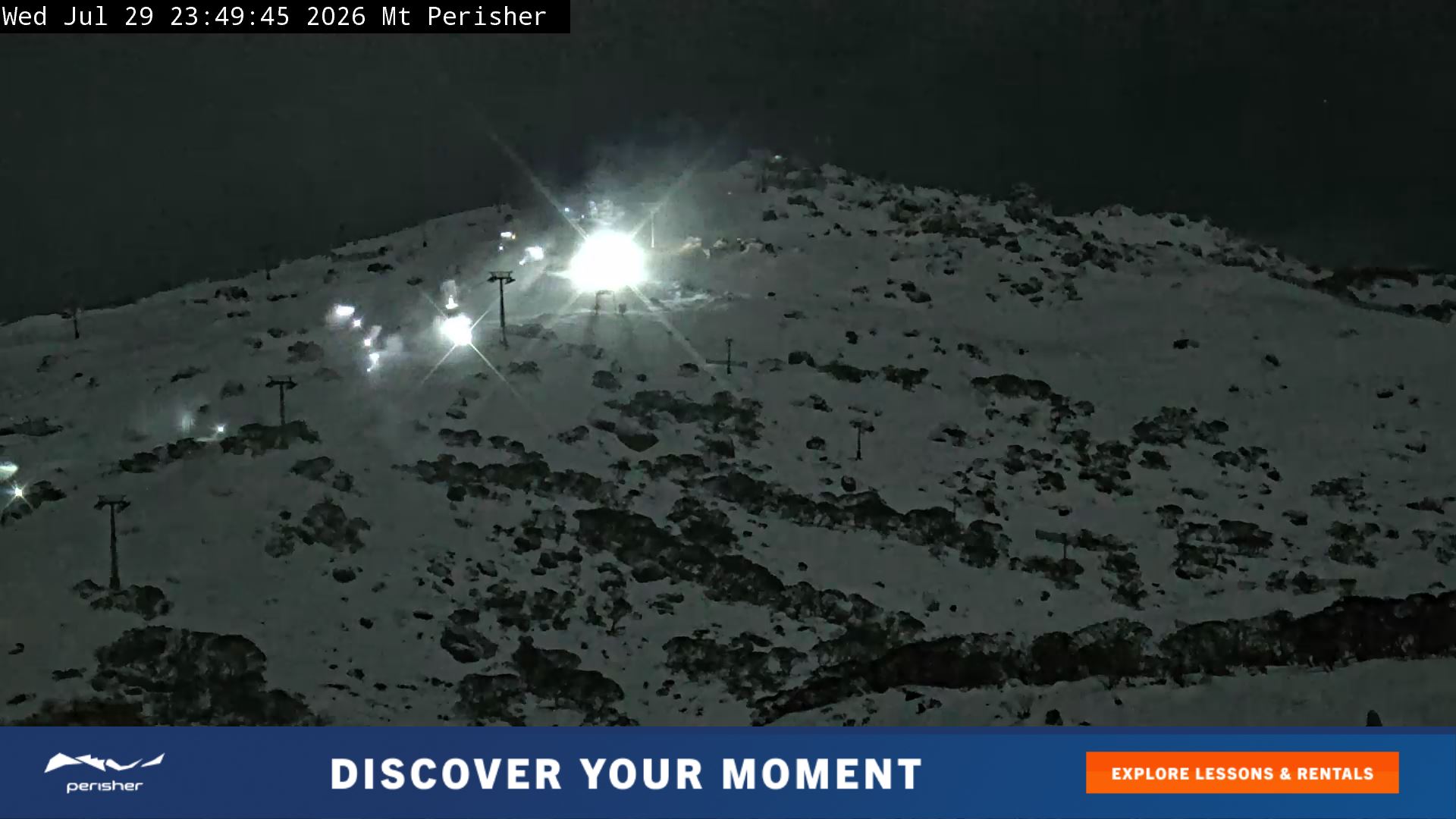 Perisher Mt Perisher snow cam captured at 29 July 2026 at 11:51 pm AEST