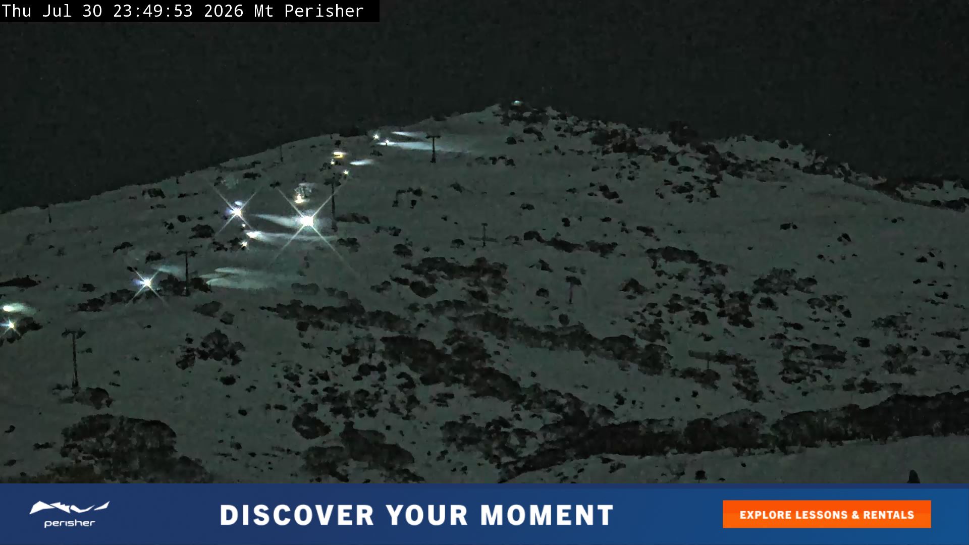 Perisher Mt Perisher snow cam captured at 30 July 2026 at 11:52 pm AEST
