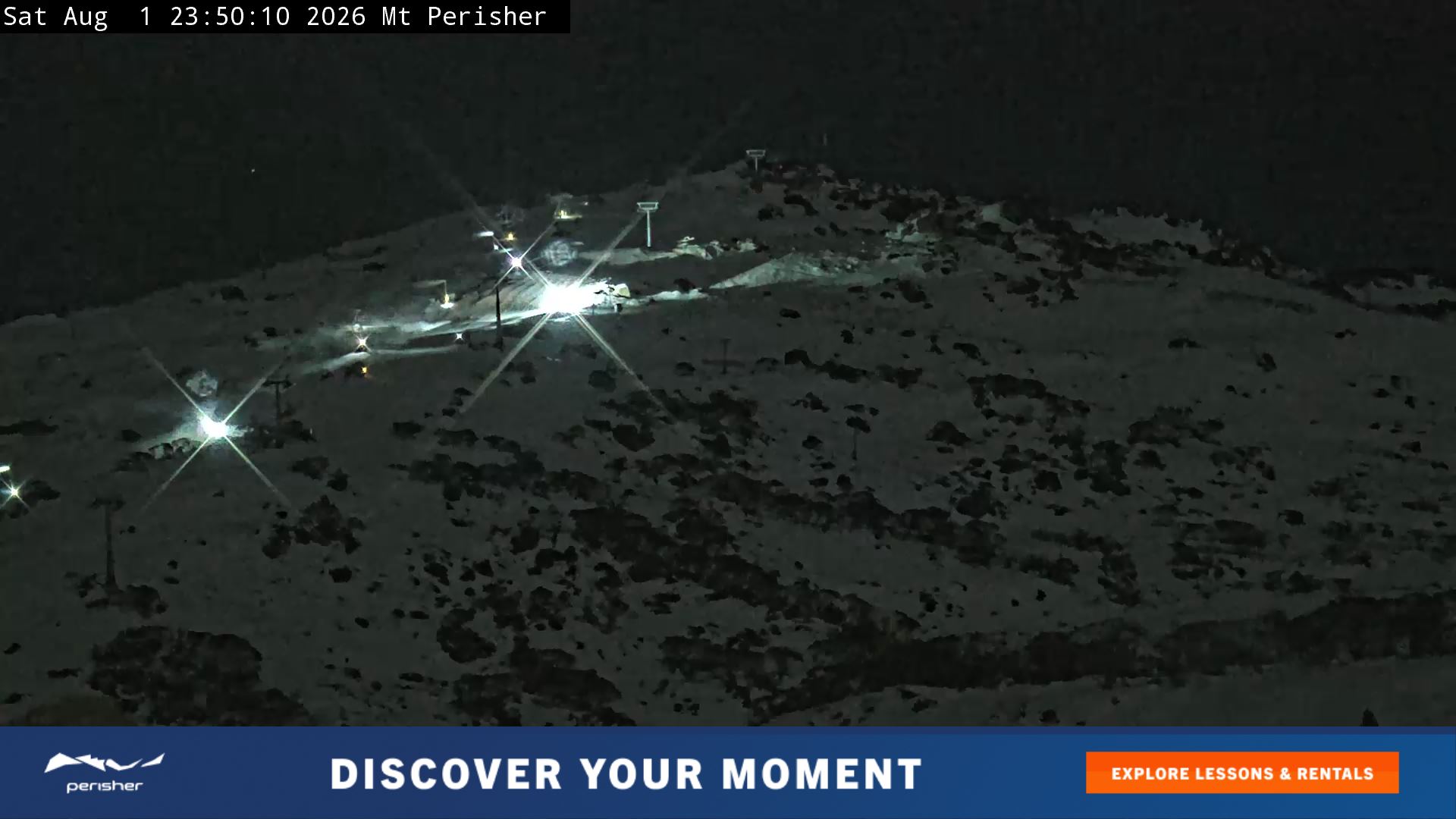 Perisher Mt Perisher snow cam captured at 1 August 2026 at 11:53 pm AEST