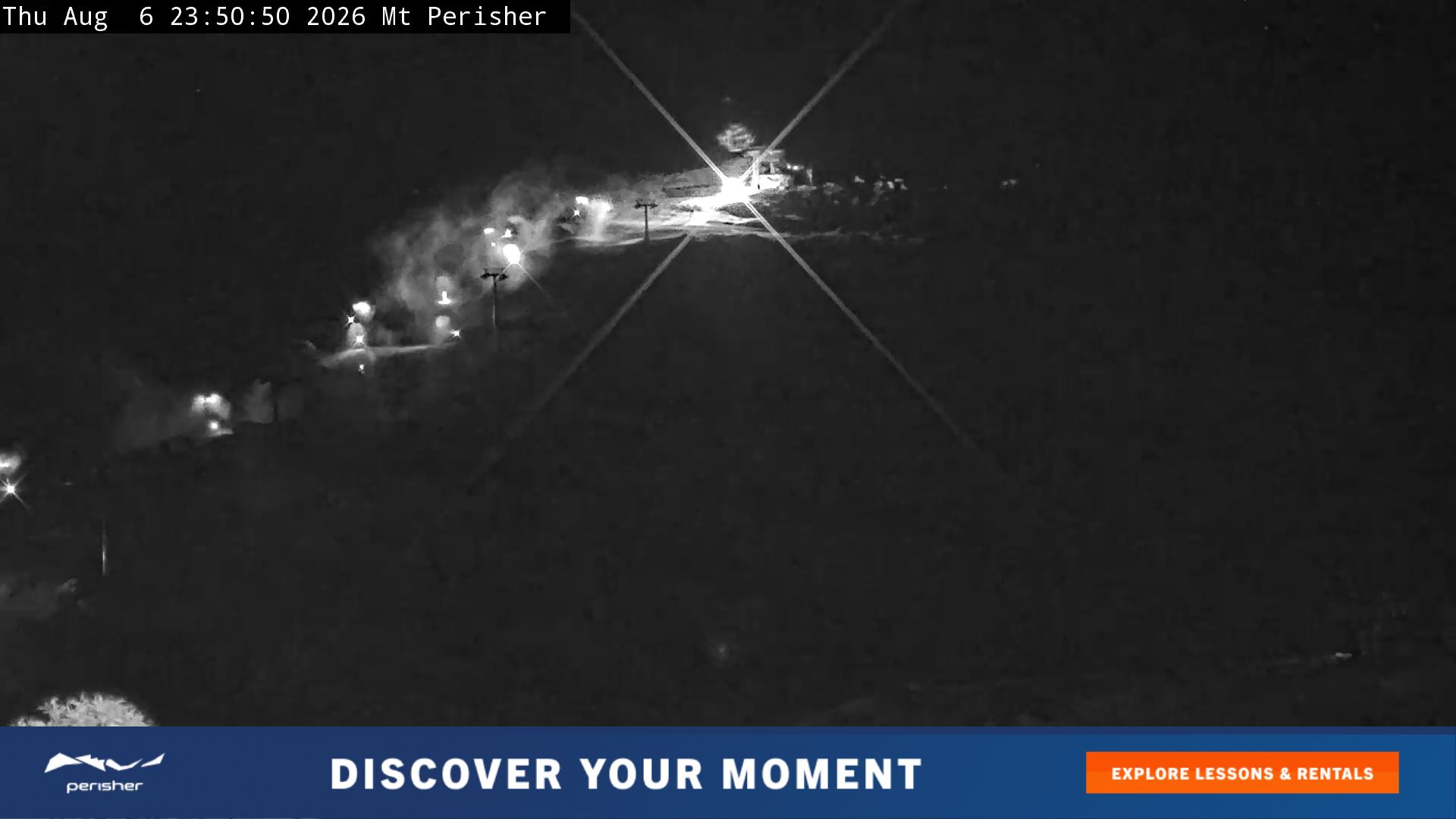 Perisher Mt Perisher snow cam captured at 6 August 2026 at 11:58 pm AEST