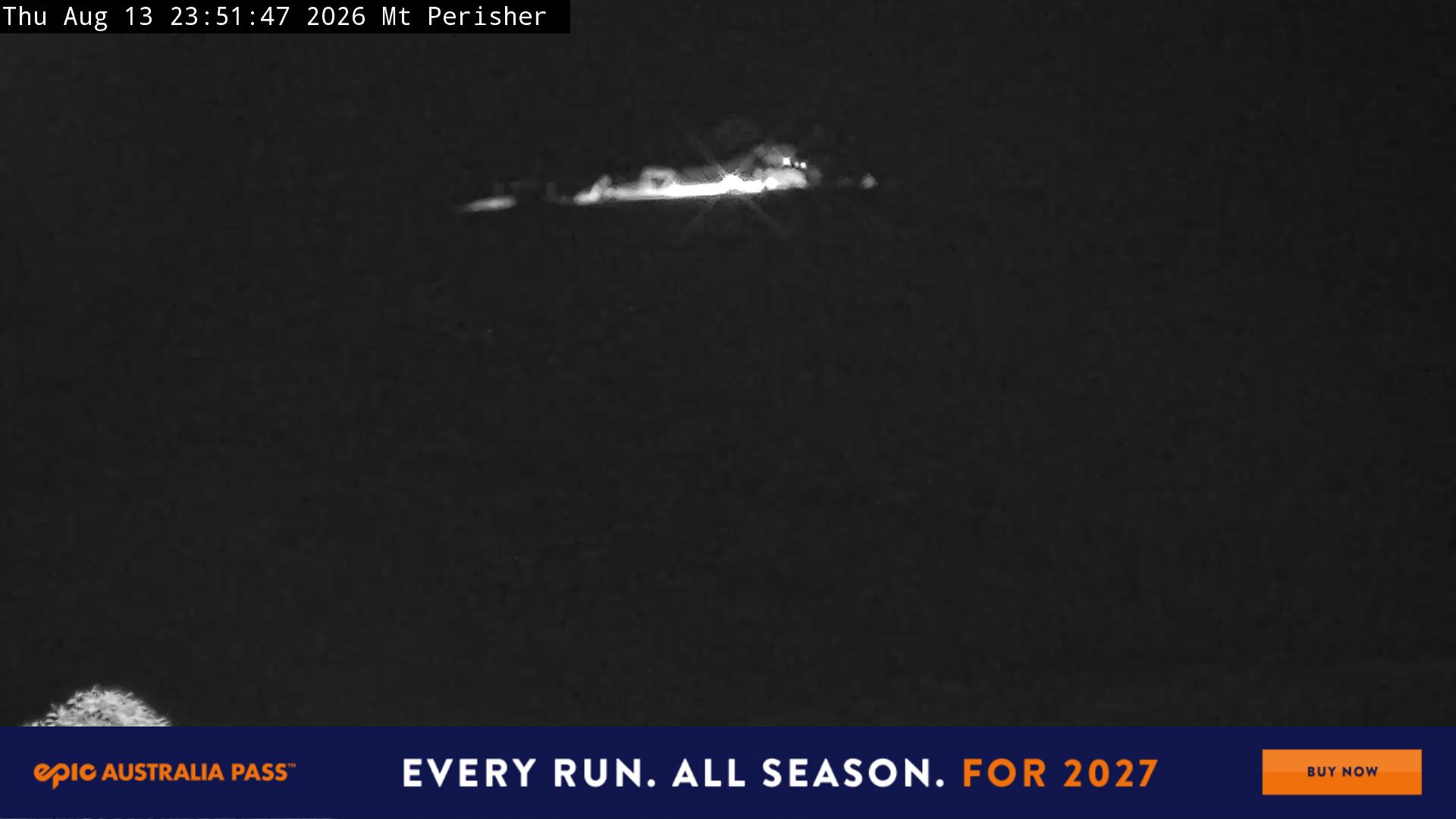 Perisher Mt Perisher snow cam captured at 13 August 2026 at 11:55 pm AEST