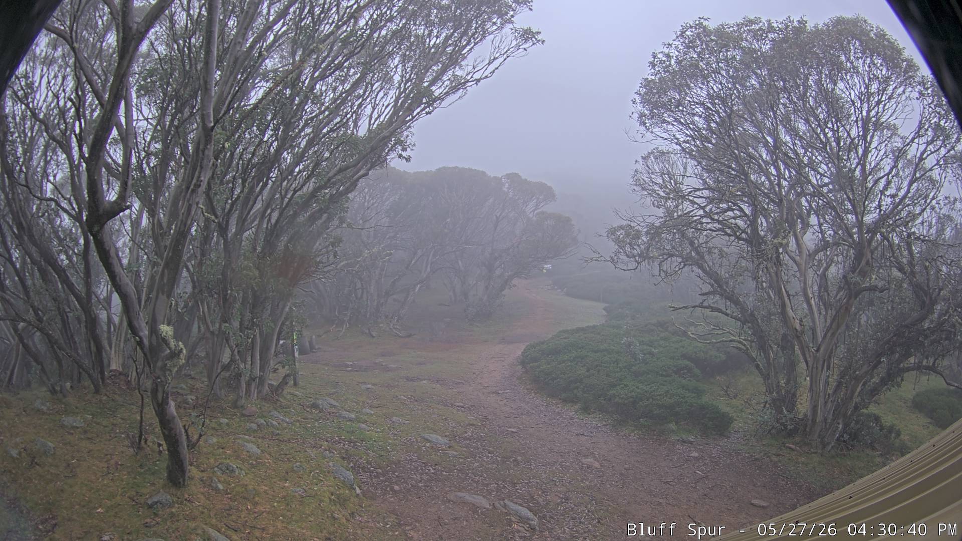 Mt Stirling Bluff Spur snow cam captured at 7 June 2026, 6:23 am