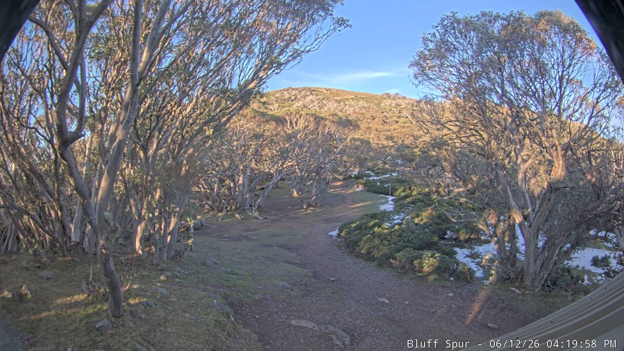 Mt Stirling Bluff Spur snow cam captured at 12 June 2026, 6:20 am