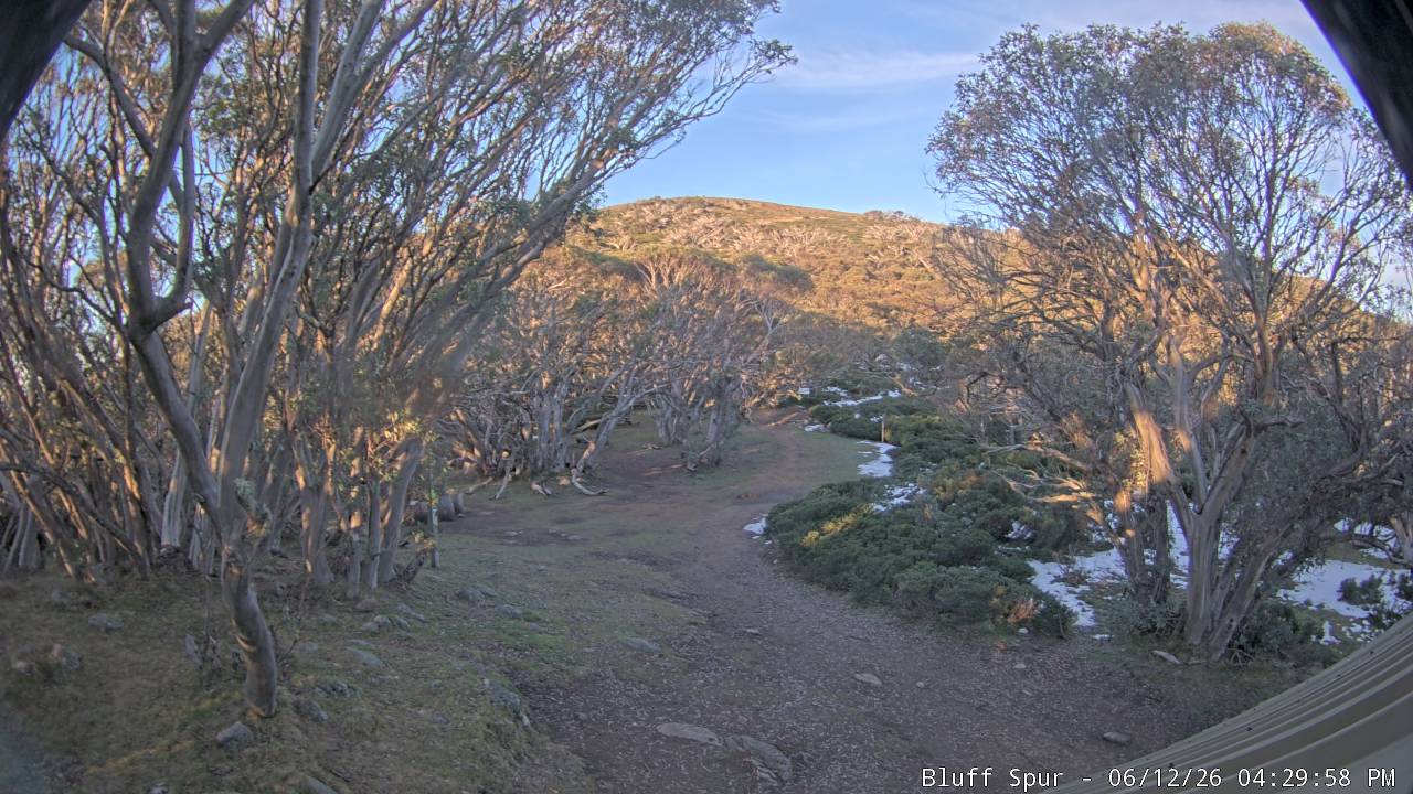 Mt Stirling Bluff Spur snow cam captured at 12 June 2026, 6:32 am