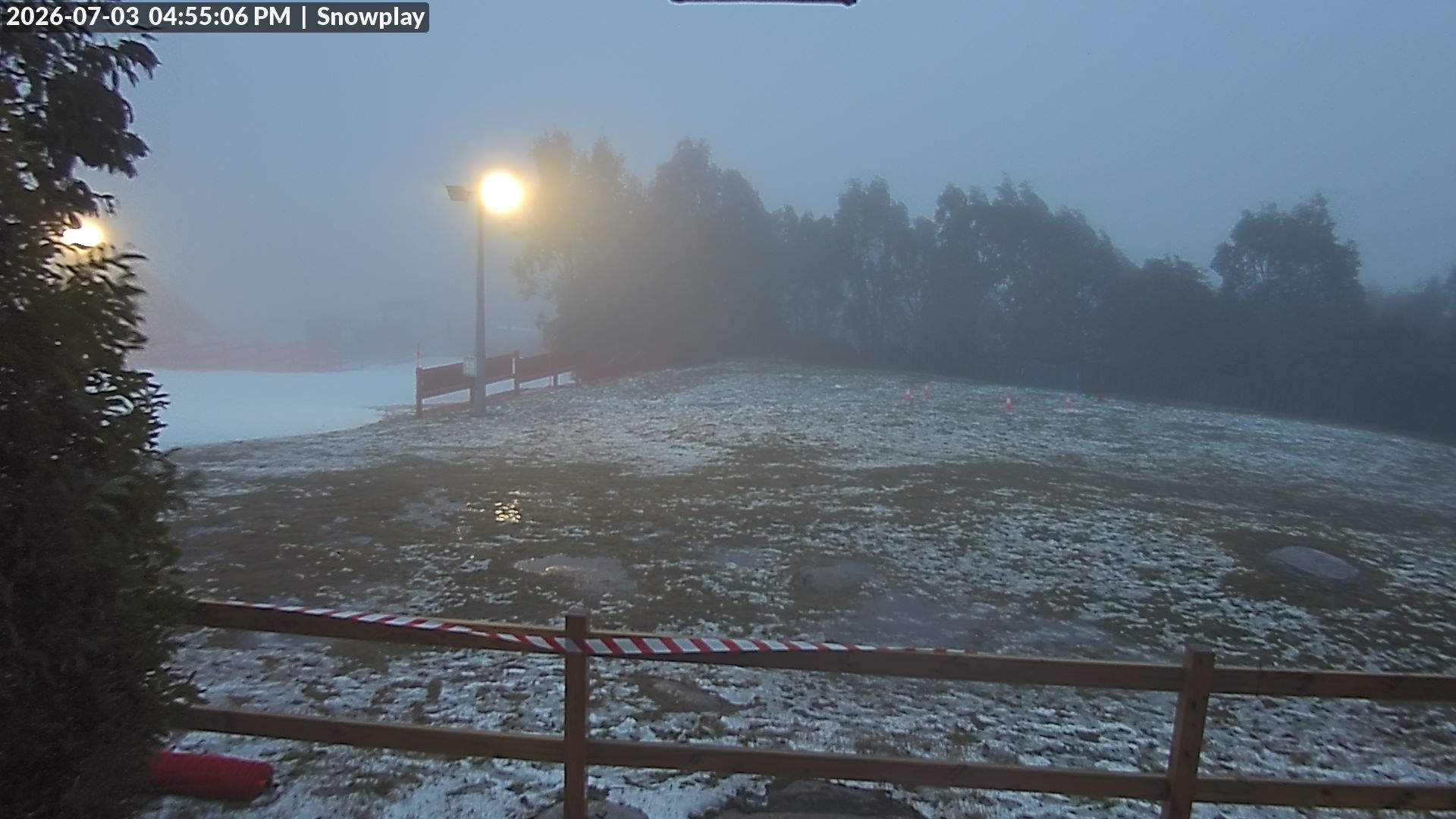 Lake Mountain Snow Play Area snow cam captured at 3 July 2026 at 4:58 pm AEST