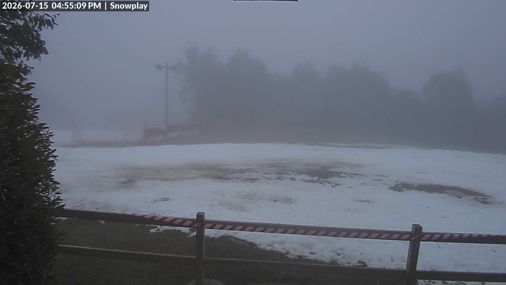 Lake Mountain Snow Play Area snow cam captured at 15 July 2026 at 4:55 pm AEST