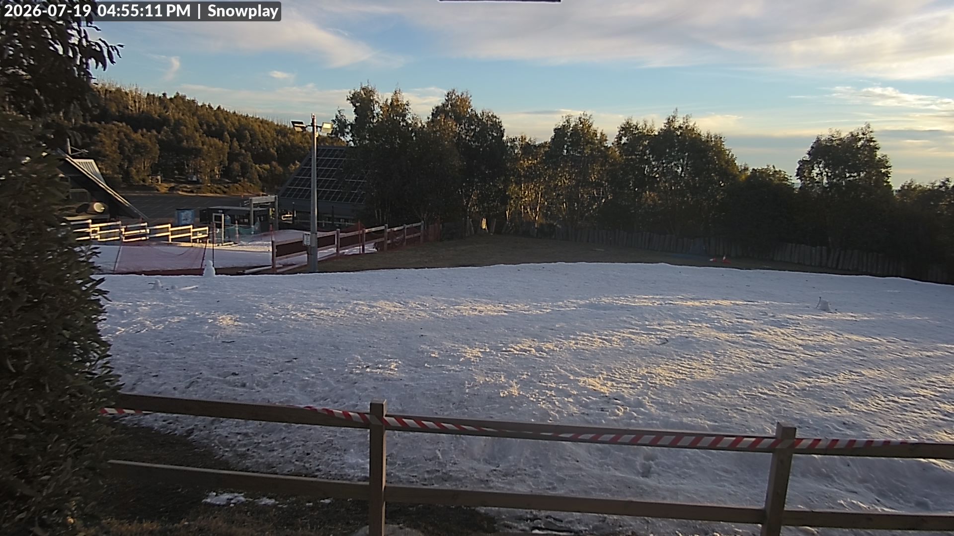 Lake Mountain Snow Play Area snow cam captured at 19 July 2026 at 4:55 pm AEST