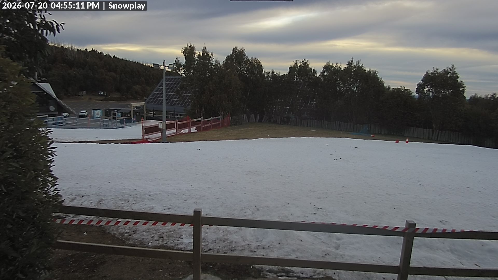 Lake Mountain Snow Play Area snow cam captured at 20 July 2026 at 4:55 pm AEST