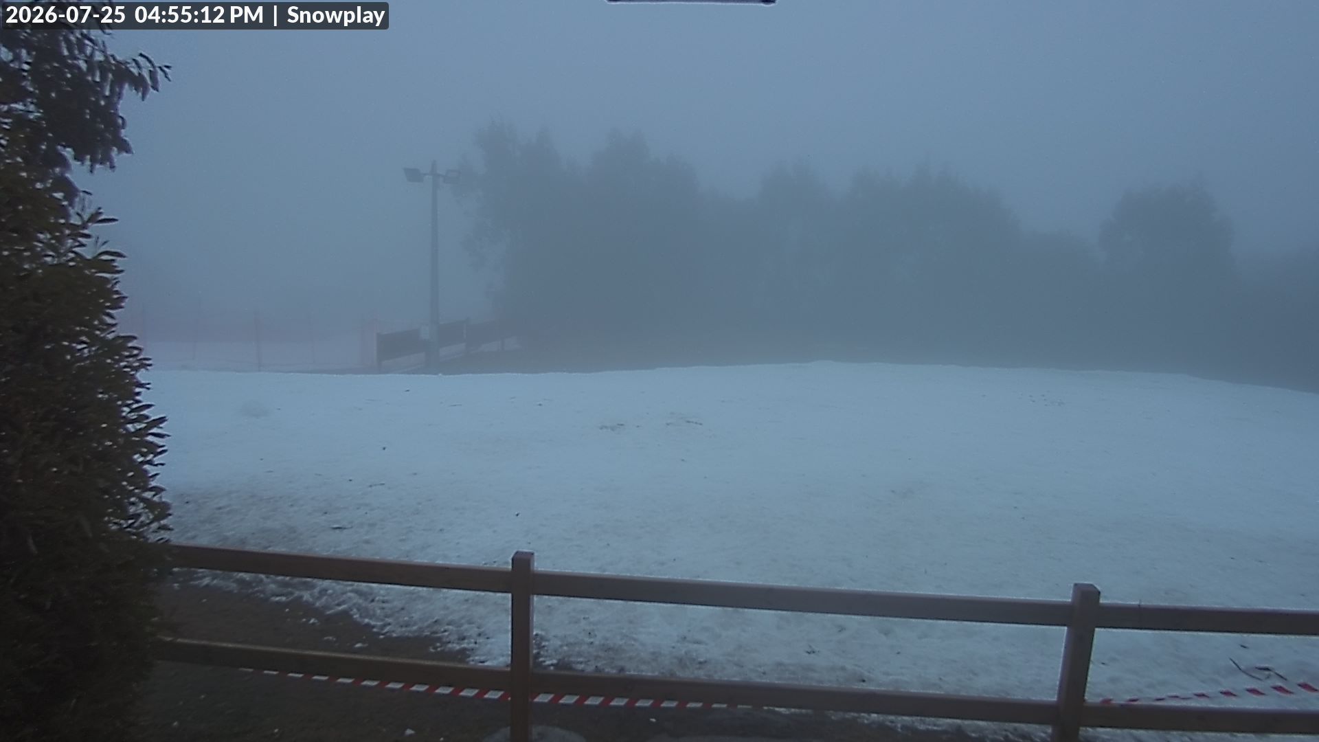 Lake Mountain Snow Play Area snow cam captured at 25 July 2026 at 4:56 pm AEST