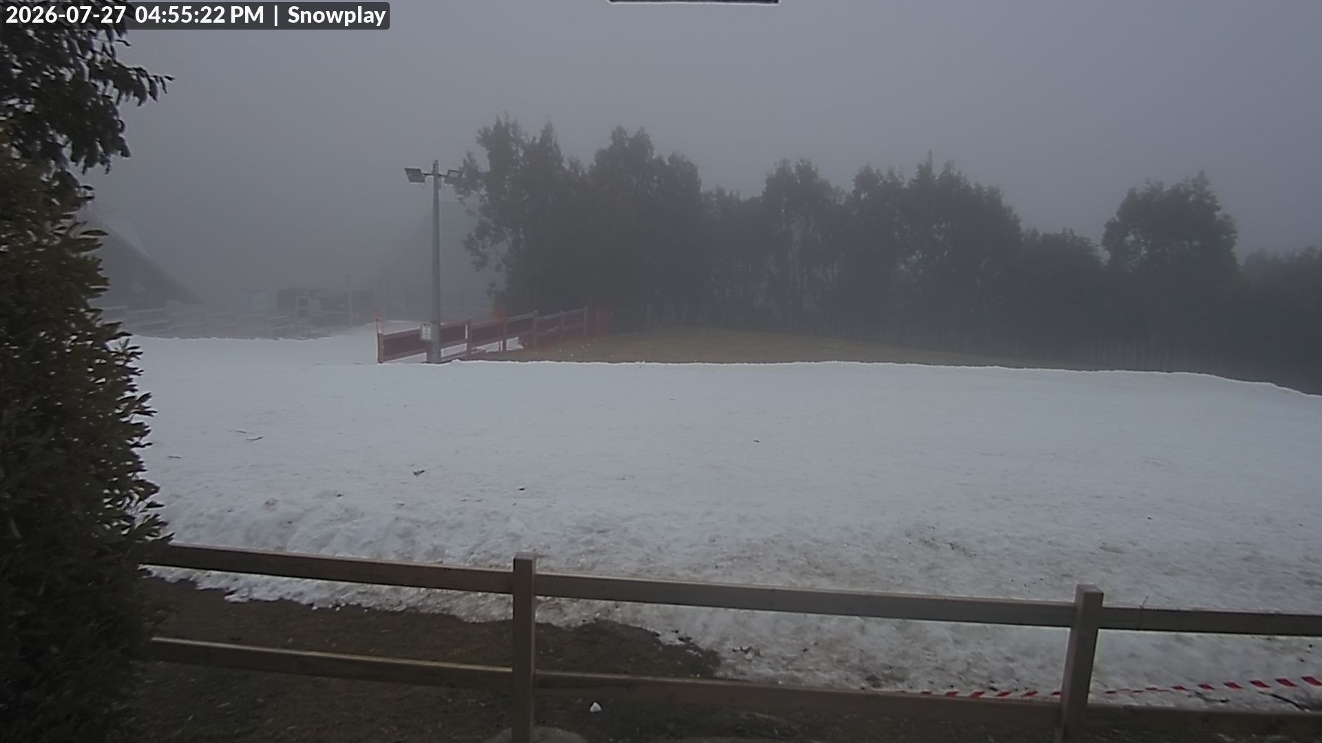Lake Mountain Snow Play Area snow cam captured at 27 July 2026 at 4:56 pm AEST
