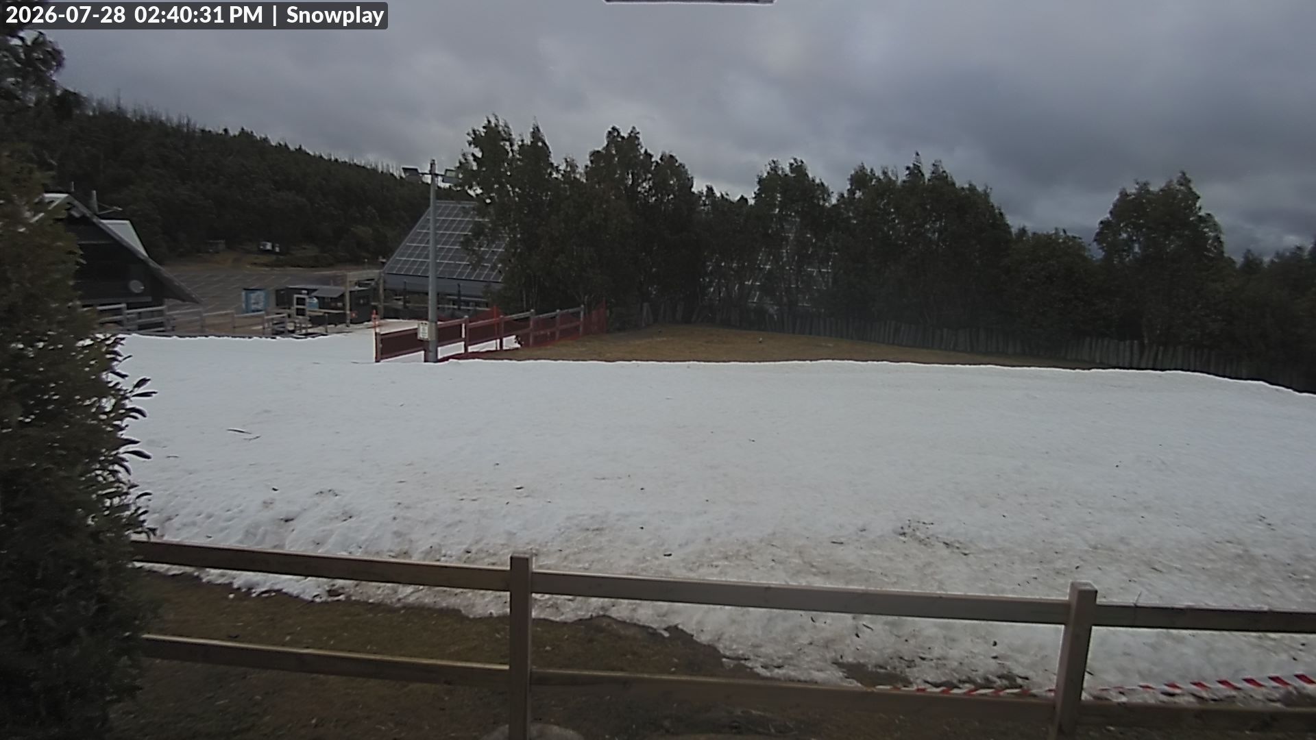 Lake Mountain Snow Play Area snow cam captured at 28 July 2026 at 2:44 pm AEST