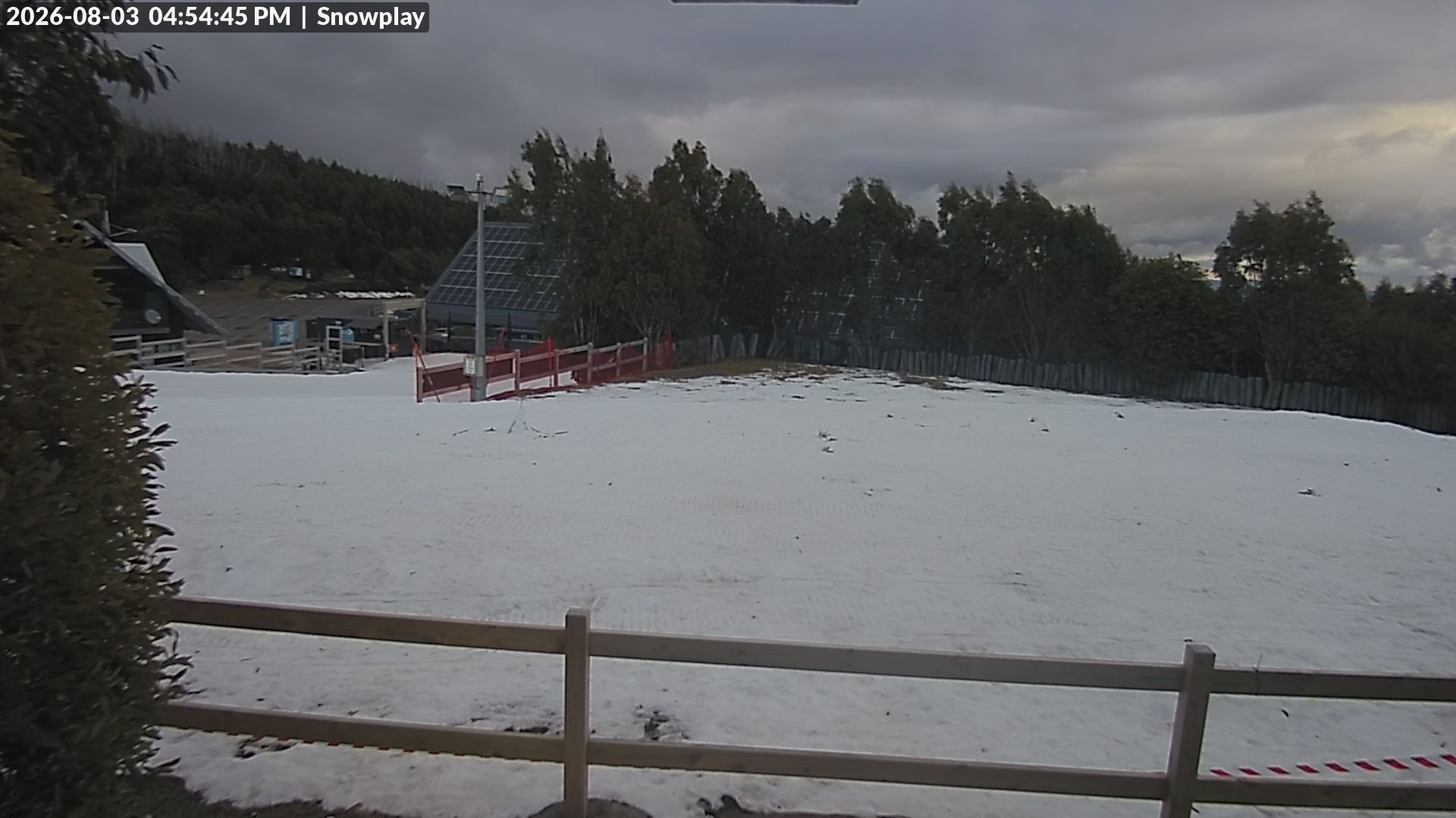 Lake Mountain Snow Play Area snow cam captured at 3 August 2026 at 4:58 pm AEST