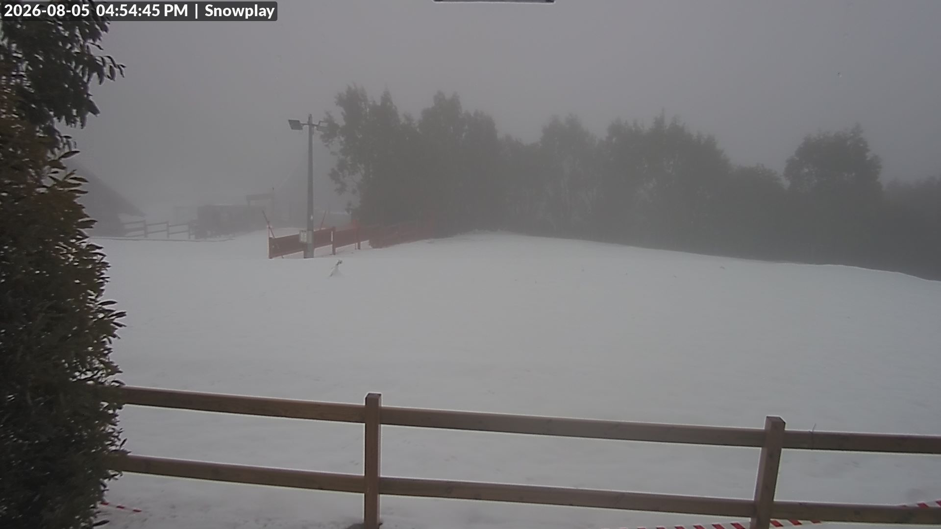 Lake Mountain Snow Play Area snow cam captured at 5 August 2026 at 4:59 pm AEST