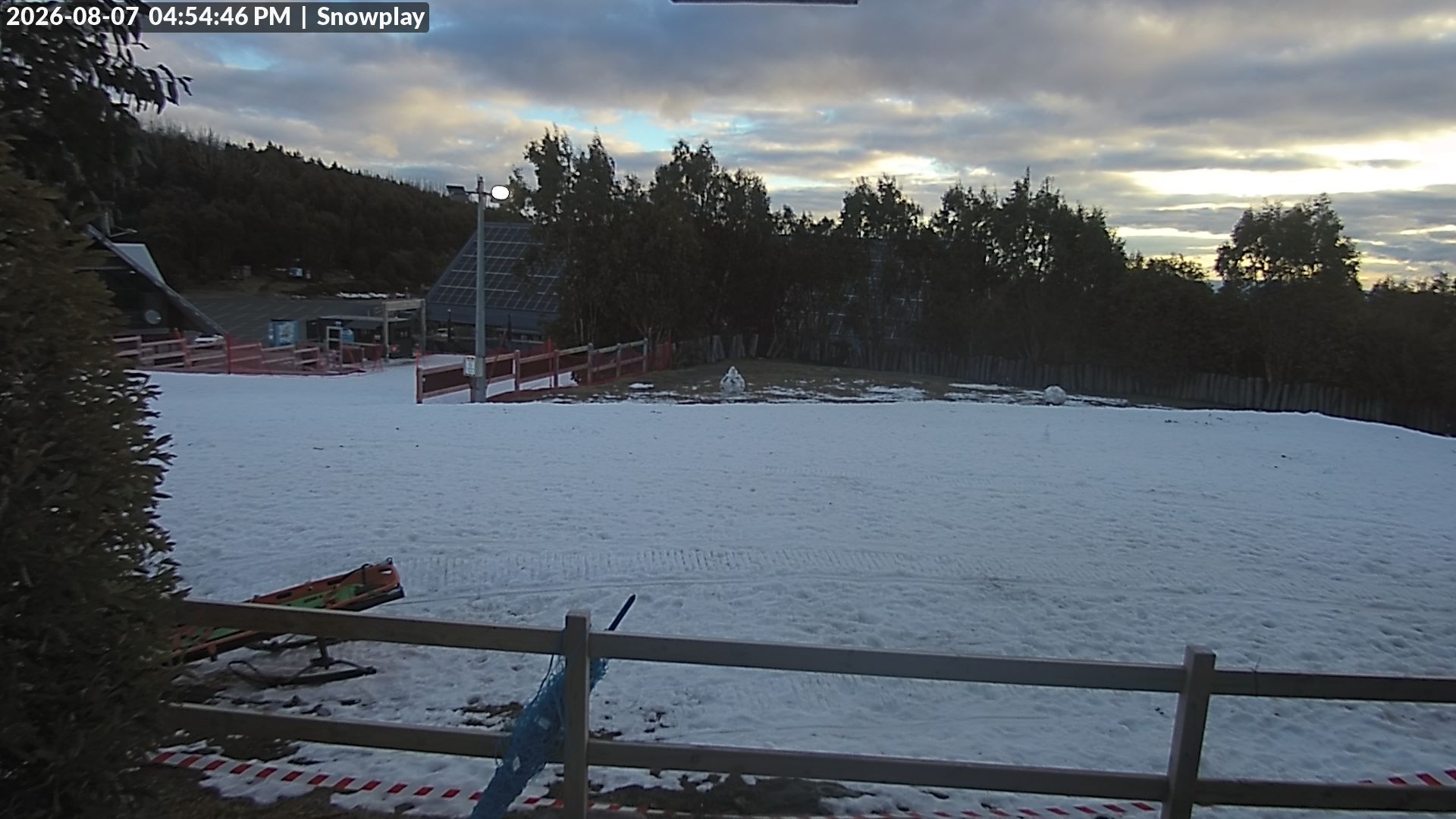 Lake Mountain Snow Play Area snow cam captured at 7 August 2026 at 4:59 pm AEST