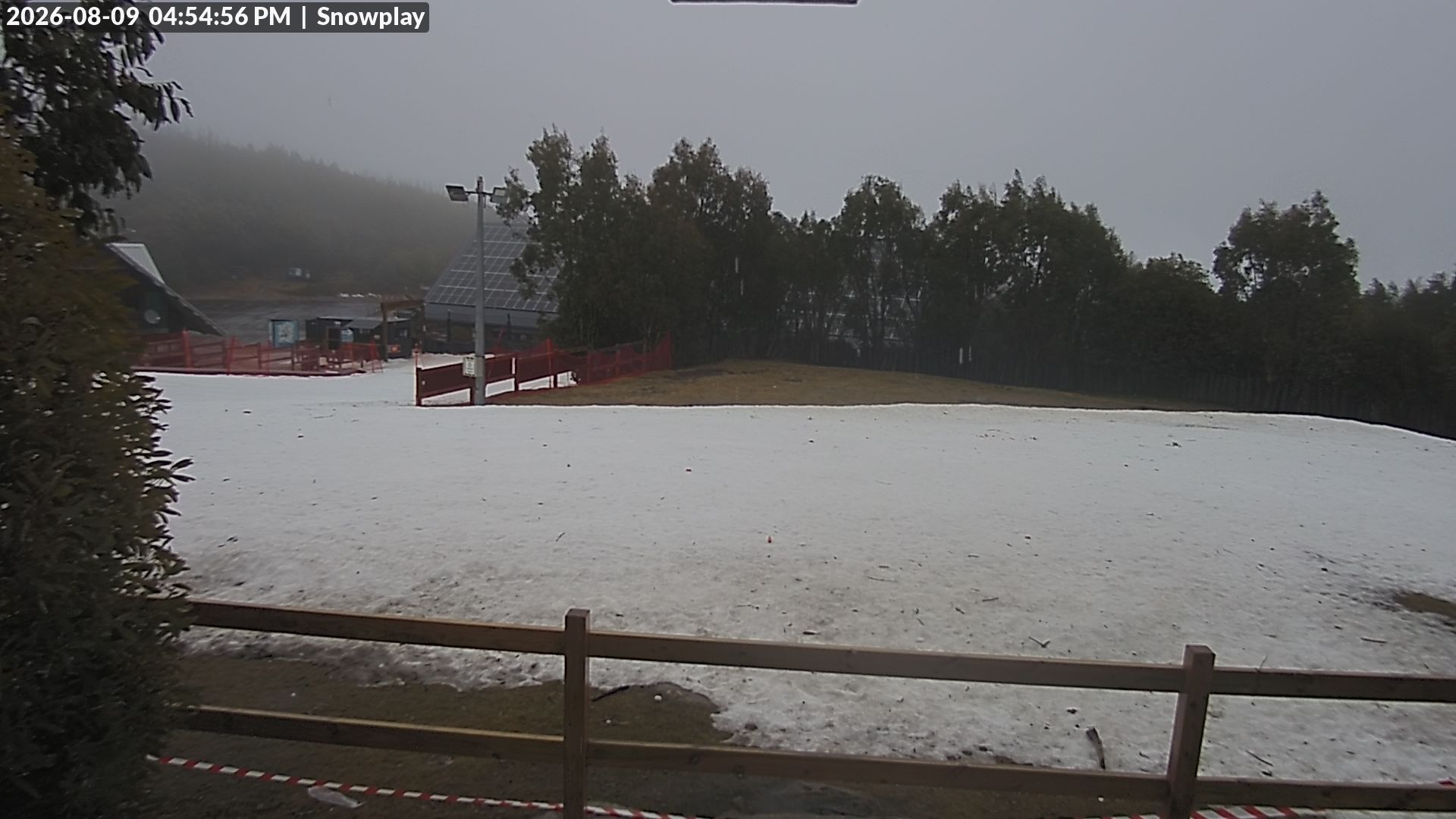 Lake Mountain Snow Play Area snow cam captured at 9 August 2026 at 4:59 pm AEST