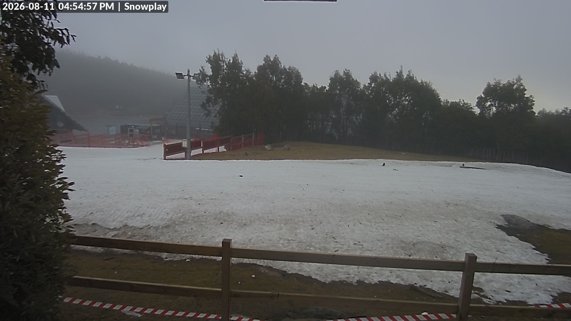 Lake Mountain Snow Play Area snow cam captured at 11 August 2026 at 4:56 pm AEST