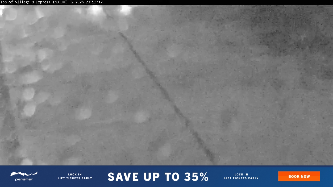 Perisher Village Eight snow cam captured at 2 July 2026 at 11:53 pm AEST