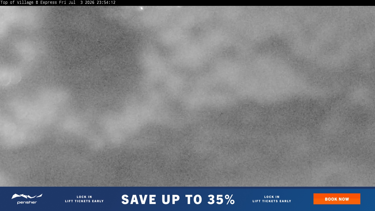 Perisher Village Eight snow cam captured at 3 July 2026 at 11:54 pm AEST