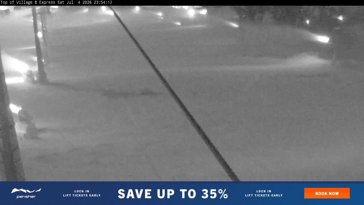 Perisher Village Eight snow cam captured at 4 July 2026 at 11:54 pm AEST