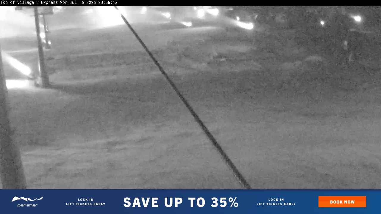 Perisher Village Eight snow cam captured at 6 July 2026 at 11:56 pm AEST