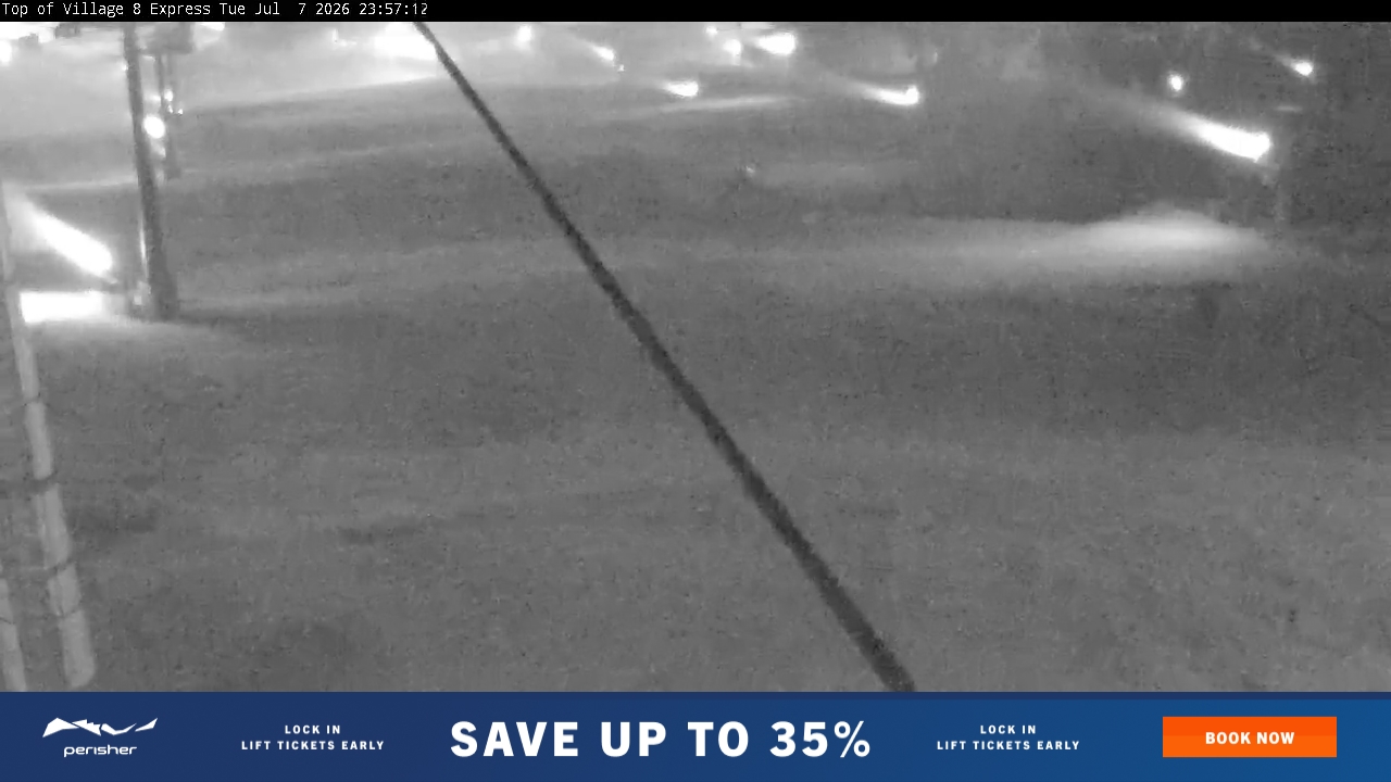 Perisher Village Eight snow cam captured at 7 July 2026 at 11:57 pm AEST