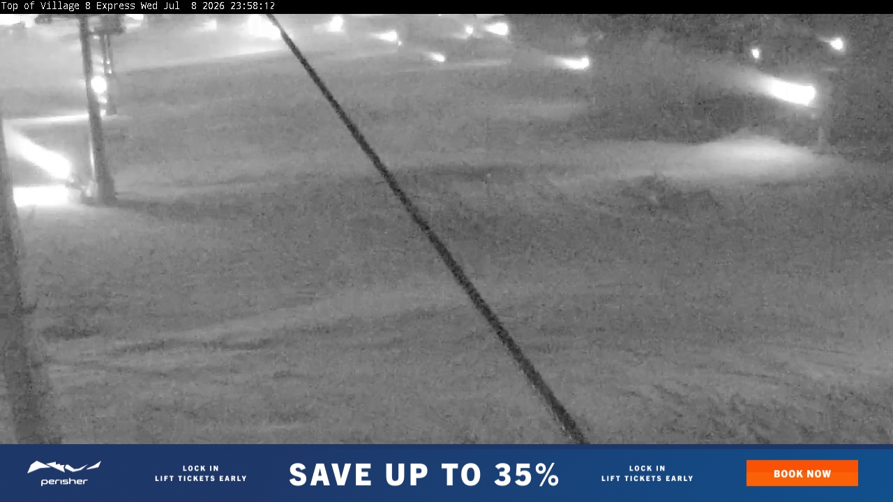 Perisher Village Eight snow cam captured at 8 July 2026 at 11:58 pm AEST