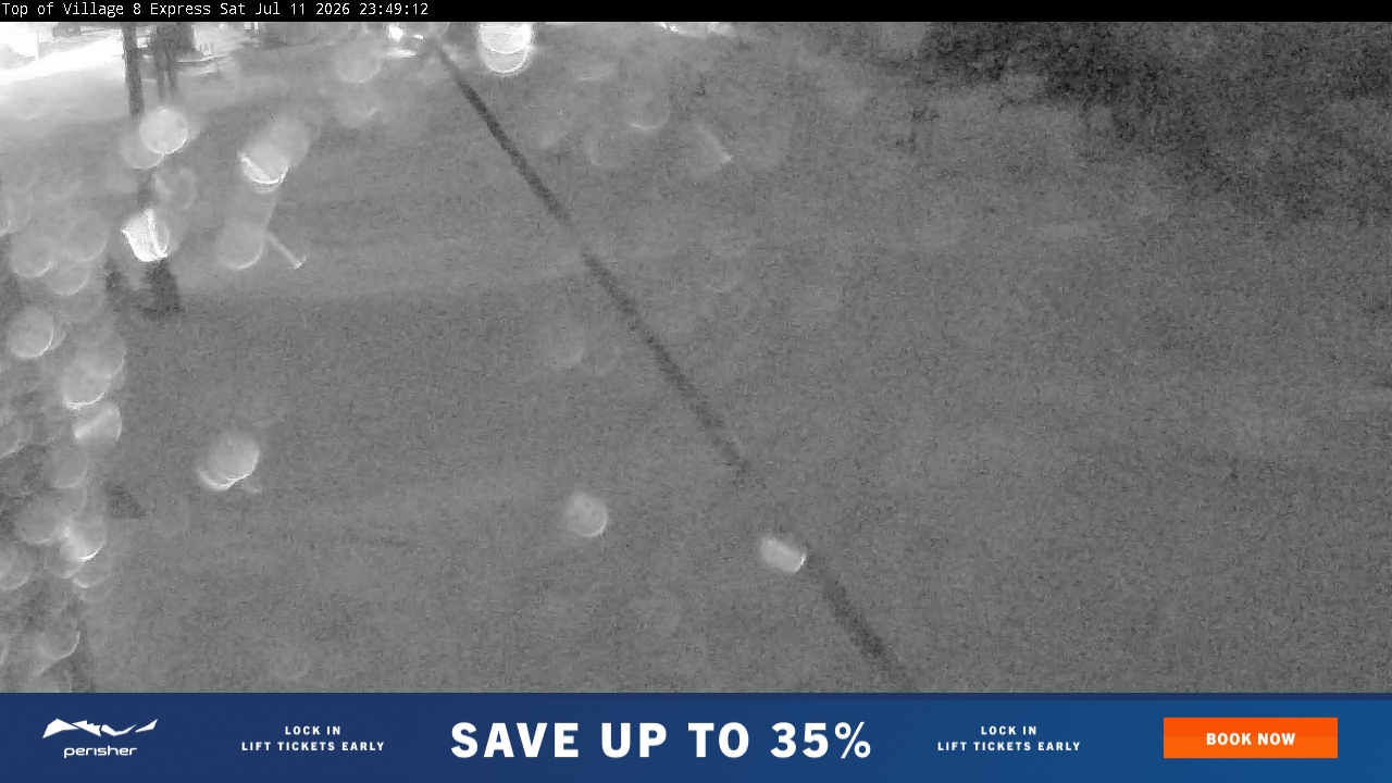 Perisher Village Eight snow cam captured at 11 July 2026 at 11:50 pm AEST