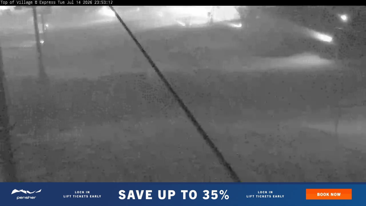 Perisher Village Eight snow cam captured at 14 July 2026 at 11:53 pm AEST