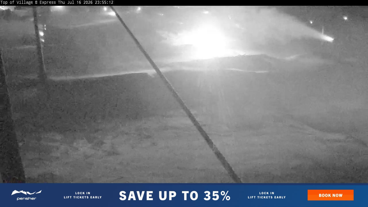 Perisher Village Eight snow cam captured at 16 July 2026 at 11:55 pm AEST
