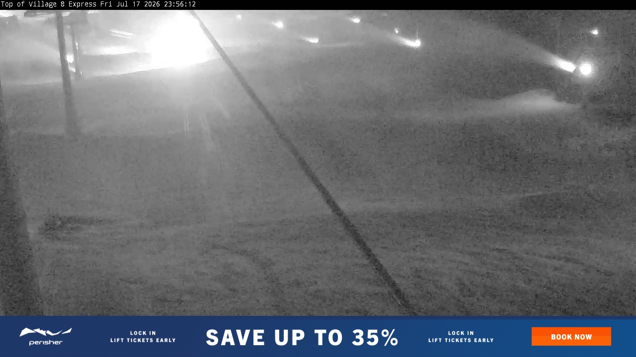 Perisher Village Eight snow cam captured at 17 July 2026 at 11:56 pm AEST