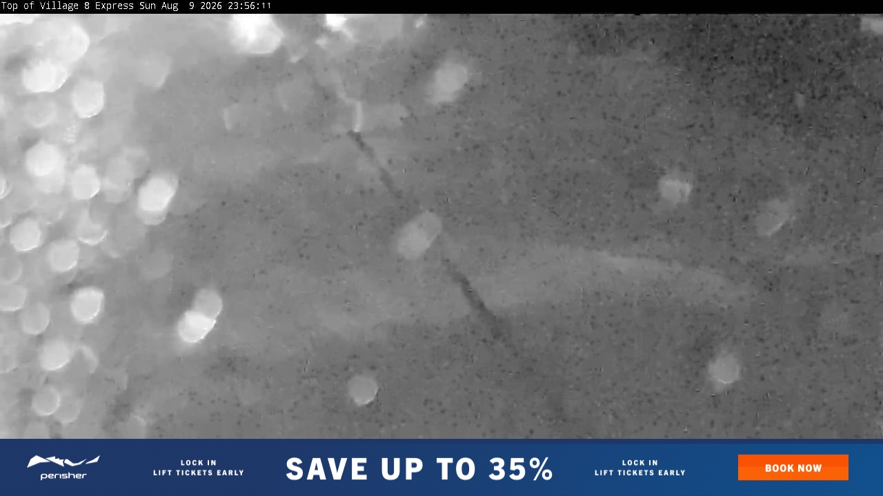 Perisher Village Eight snow cam captured at 9 August 2026 at 11:56 pm AEST