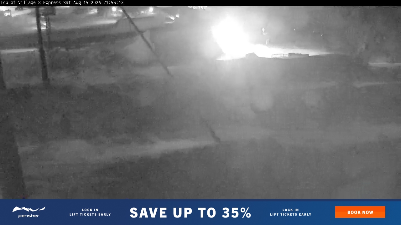 Perisher Village Eight snow cam captured at 15 August 2026 at 11:56 pm AEST