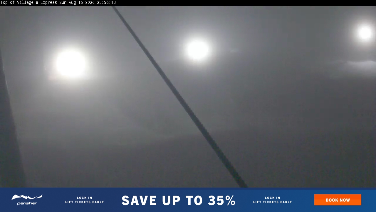 Perisher Village Eight snow cam captured at 16 August 2026 at 11:57 pm AEST
